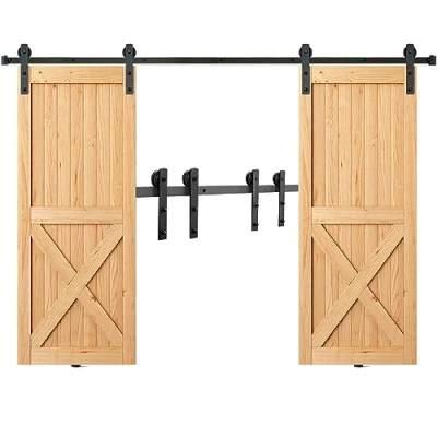 Afbeelding van VEVOR 244cm schuifdeurbeslag I vormig schuifdeursysteem met 2 delige rails 150kg draagvermogen Ideaal voor schuifdeuren een deurdikte van 32 45mm, deurbreedte 1,12 1,32m