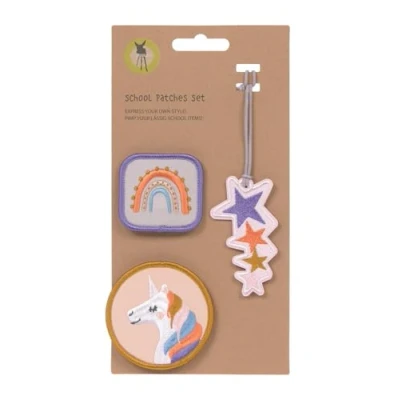 Afbeelding van LÄSSIG Set met hangers en patches, schoolpatches, eenhoorn, M, patches