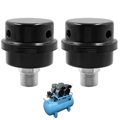 Afbeelding van Luchtcompressor, perslucht, aanzuigfilter, geluiddemper, filter, 2 stuks, metalen schroefdraadaansluiting, compressor, zwart, luchtfilter, 20 mm schroefdraad (1/2 inch PT mm)