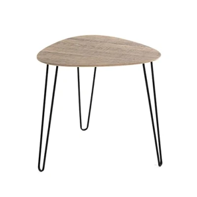 Afbeelding van Bijzettafel Zwart metaal &amp; Eiken imitatie decor B 40cm / H 43cm D