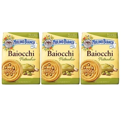 Afbeelding van MULINO BIANCO Baiocchi koekjes met pistachevulling 240g (Pistachenoten, x3)