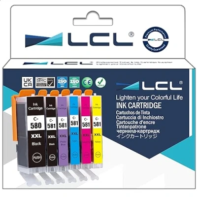 Afbeelding van LCL PGI 580 CLI 581XXL Inktcartridges, compatibel met Canon 580, 581 cartridges voor Pixma TS705, TR8550, TS6150, TR7550, TS6250, TR8500, TS8251, TS6350, TS9550, TS6151, TS9551 (P) GBK/C/M/M.