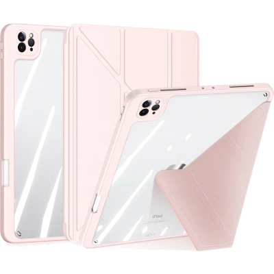 Afbeelding van Dux Ducis Hoes geschikt voor Apple iPad Pro 11 (2024) Magneet sluiting Auto Sleep/Wake functie Met Pencil houder Roze