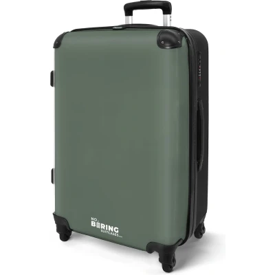 Afbeelding van NoBoringSuitcases.com Grote koffer Olijf groen Effen Reiskoffer met 4 wielen Trolley op wieltjes Rolkoffer groot 60 liter Ruimbagage valies 20kg Valiezen voor volwassenen