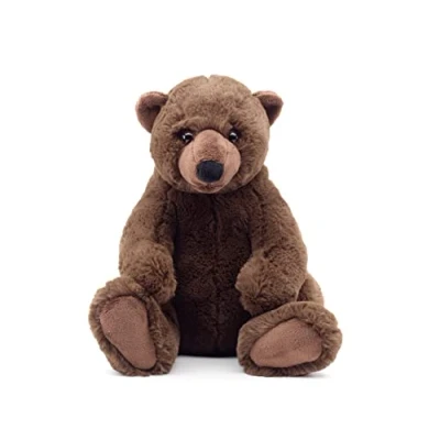 Afbeelding van Uni Toys Bruine beer groot, zittend &#039;Maxi&#039; superzacht 27 cm (hoogte) pluche beer, teddybeer dier, knuffeldier