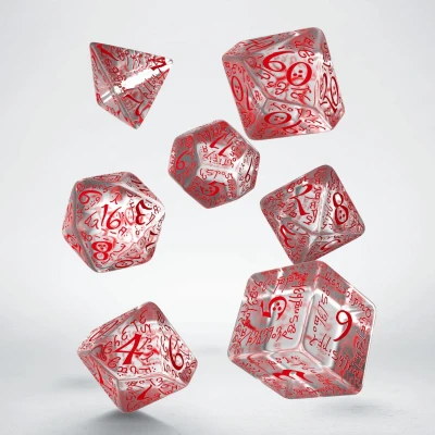 Afbeelding van Polydice 7 Dobbelstenenset Transparent &amp; Red Elvish Q Workshop