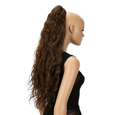 Afbeelding van CAISHA 70 cm Extra Lang Volumineus Golvend Haarstukje Met Clip On Vlecht Paardenstaart Hittebestendige Synthetische Vezels Bruin H724