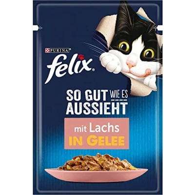 Afbeelding van FELIX Zo goed als het eruit ziet kattenvoer nat in gelei, met zalm, 26 stuks (26 x 85 g)