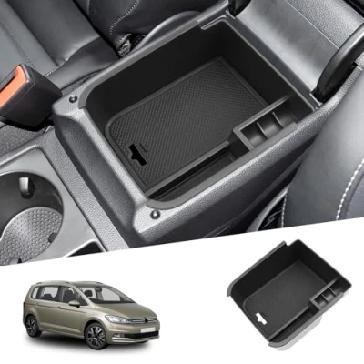 Afbeelding van SHAOHAO Center Console Organizer voor V W touran2 2016 2019 Tray Interiors Decoratie Opbergdoos portemonnee, munten, mobiele telefoon