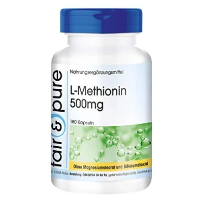 Afbeelding van Fair &amp; Pure® L methionine 500mg vegan hoge dosering zonder magnesiumstearaat 180 capsules