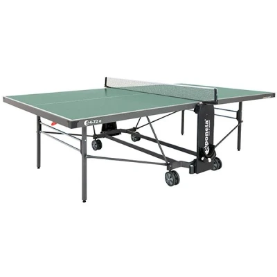 Afbeelding van Sponeta® S4 72E Expertline Tafeltennistafel Outdoor Verrijdbaar Inklapbaar Inclusief en bathouder tafeltennisnet Zelftrainer Instapbeveiliging 4 mm dik groen Tafeltennisblad LxBxH 274x152,5x76 cm 10 jaar garantie Made in Germany