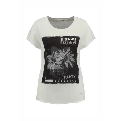 Afbeelding van Key Largo Ibiza Round Tshirt print, Dames, Maat: Large, Offwhite