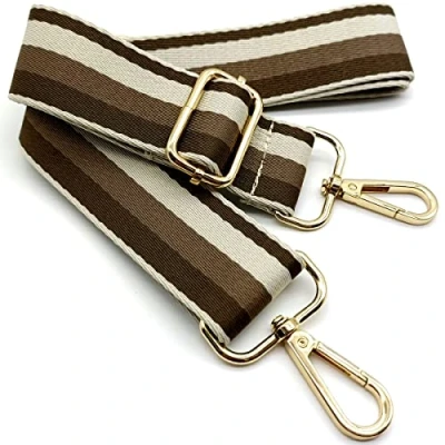 Afbeelding van Verstelbare schouderriem, bruin, tasriemen om te wisselen, tasriem, breed met karabijnhaak, goud, 80 130 cm, draagtas, tas voor dames, schoudertas, moderne handtas, 3,8 55