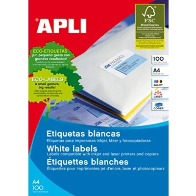 Afbeelding van Apli witte etiketten ft 48,5 x 25,4 mm (b h), 4.400 stuks, 44 per blad (1285) etiket