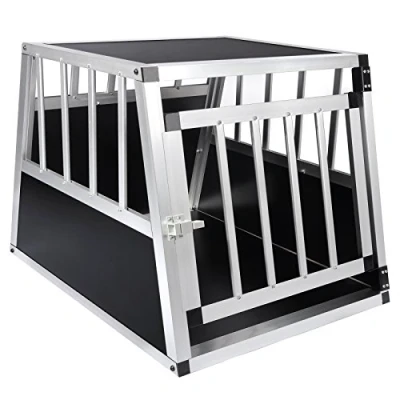 Afbeelding van EUGAD Hondentransportbox, aluminium hondenbox, reisbox, autobox voor kleine, middelgrote honden, Franse buldog, Beagle Terriers Teckel Shiba Inu, 69 x 54 50 cm, L 0054HT