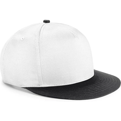 Afbeelding van Beechfield Jeugd Unisex Retro Snapback Cap (Wit/zwart)