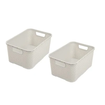 Afbeelding van BranQ Home Essential Mand in rotan design, 2 delige set, maat L (38 x 27,8 18,5 cm), 19 l, BPA vrije kunststof (polypropeen), crème, stuks