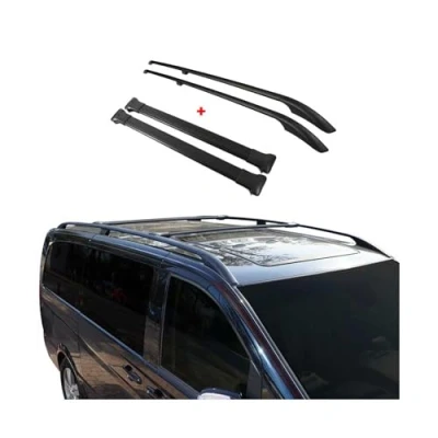Afbeelding van OMAC Dakrails + imperiaalset, compatibel met VW Caddy 2003 2015, kort, aluminium, zwart, 4 delig