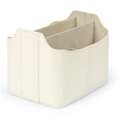 Afbeelding van Londo Leder Organisator en Afstandbediening Houder met Tablet Compartiment (Wit)
