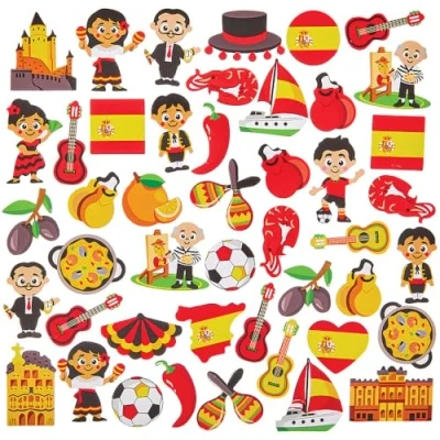Afbeelding van Baker Ross FN047 Spanje foam stickers pak van 150, Spaanse voor kinderen, knutselen en kaarten