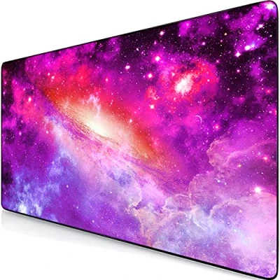 Afbeelding van Retoo Gaming muismat XXL, 800 x 400 mm, grote tafelonderlegger, maat, antislip bureauonderlegger verbetert snelheid en precisie, motief Kosmos
