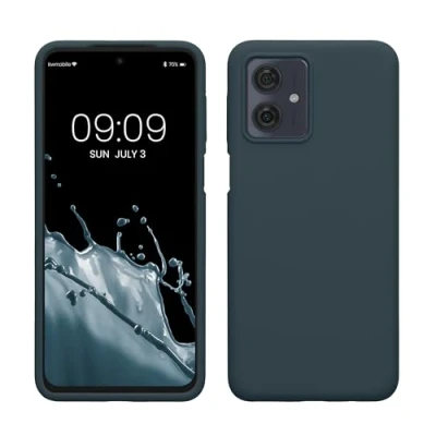 Afbeelding van kwmobile telefoonhoesje geschikt voor Motorola Moto G54 5G Hoesje met siliconen coating Smartphone case in leisteen