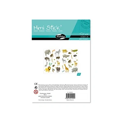 Afbeelding van Maildor Ref AE009O Mimi Stick&#039; Stickers Set (Bumper Pack van 12 Vellen) Dieren de Savannah Designs 21 x 16cm Vellen, ca. 408 Inbegrepen
