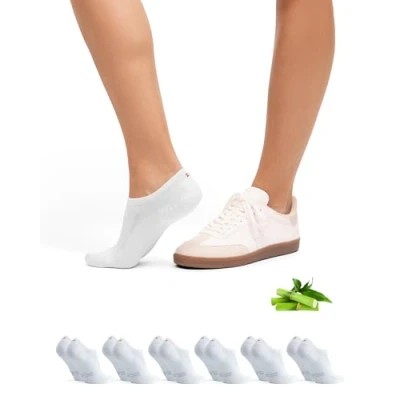 Afbeelding van DANISH ENDURANCE Onzichtbare Bamboe Sokken, Laag Uitgesneden, Voor Mannen en Vrouwen, Unisex, 6 Paar, Weiß, 48 51