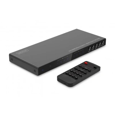 Afbeelding van DIGITUS HDMI Matrix Switch UltraHD 4k30Hz 1.4 4 ingangen 2 uitgangen audio extractor voor TV&#039;s, monitoren, projectoren, PS5, PS4, Xbox met afstandsbediening zwart