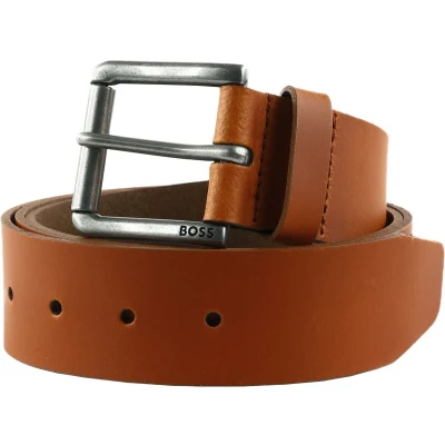 Afbeelding van BOSS Leren Riem Joris Sz40 Leather Belt W120 Cognac Lichtbruin