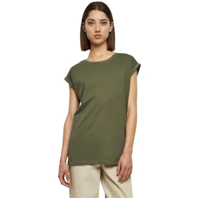 Afbeelding van Urban Classics Extended Shoulder Tshirt basic, Dames, Maat: Large, Olive