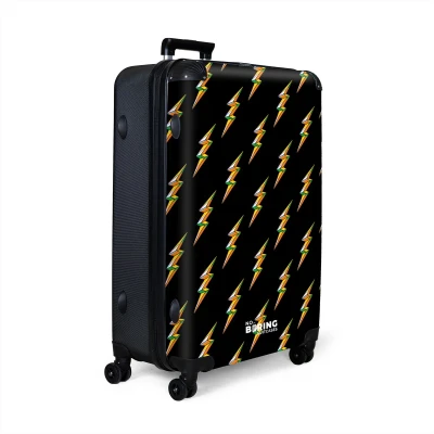 Afbeelding van NoBoringSuitcases.com® Koffer groot Reiskoffer lichtgewicht Zwart met kleurrijke bliksem Rolkoffer 4 wielen Grote trolley XL 98 liter bagage