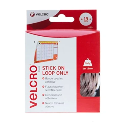 Afbeelding van VELCRO® Klittenbandstippen Zelfklevend Alleen Lussen 19mm x 125 Wit