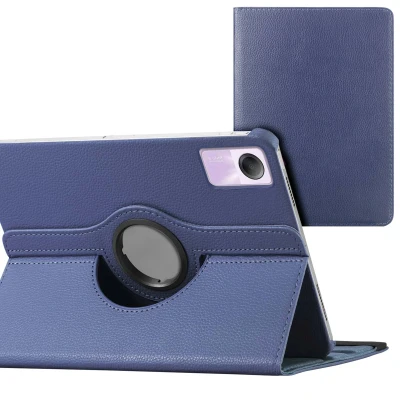 Afbeelding van Xiaomi Redmi Pad SE Hoes: iMoshion 360 Draaibare Bookcase Donkerblauw Kunstleder Tablet Hoezen
