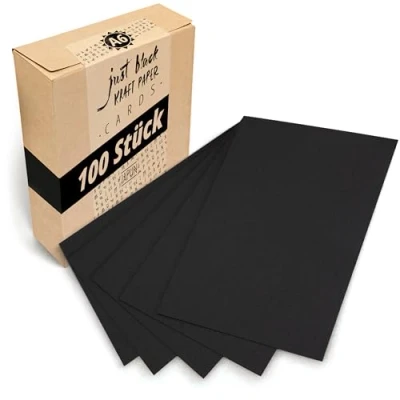 Afbeelding van Japun blanco ansichtkaarten, papieren kaartenset (100 stuks) om zelf te ontwerpen, schrijven of printen 300 g/m² DIN A6 105 x 148 mm zwart