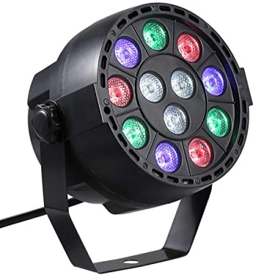 Afbeelding van Lixada AC 90 240V 12 LEDs Par Lights 8 kanaals RGBW kleurenmengpodiumverlichting met DMX strobe &amp; Sound Active Mode voor disco party Christmas Wall Wash (1 stuks)