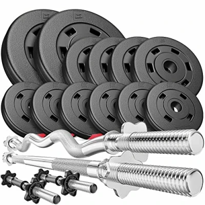 Afbeelding van Hop Sport Halterset 45 kg 1 x Lange Halterstang, Curl Stang, 2 Korte Halters, Gewichten 5 / 4 2,5 6 1,25