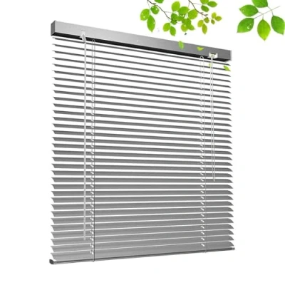 Afbeelding van Aluminium Verduisterende Jaloezieën 50cm 60cm 80cm 90cm 100cm 120cm Breed,Zilvergrijze Horizontale Venetian,Rolluiken Voor Ramen,25mm Lamellen Jaloezie,Gordijnen,WxH 50x150cm(20 * 59in)