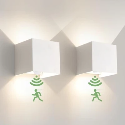 Afbeelding van Led wandlamp voor binnen, 6 W, met bewegingssensor, 4000K Natuurlijkwit, verstelbare stralingshoek, nachtlampje, trap, hal, wit