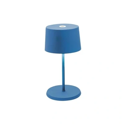 Afbeelding van Zafferano, Olivia Mini Lamp, Draagbare en Oplaadbare Tafellamp met Touch Control, Geschikt voor Woonkamer Buiten, Dimmer, 2700 3000 K, Hoogte 22 cm, Kleur Capri Blue
