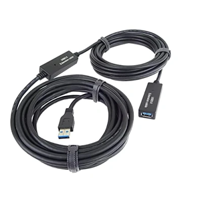 Afbeelding van PremiumCord USB 3.0 verlengkabel met repeater 20 m, datakabel SuperSpeed tot 5 Gbit/s, oplaadkabel, type A bus op stekker, kleur zwart, lengte m