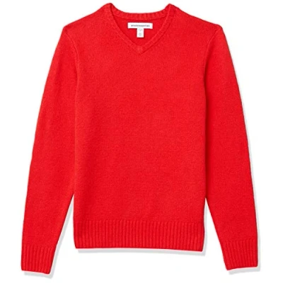 Afbeelding van Amazon Essentials Heren Soft Touch trui met lange mouwen en V hals, rood, XL