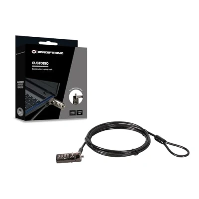 Afbeelding van CONCEPTRONIC CUSTODIO01BN Laptopcombinatieslot, nano slotslot, 1,8 m