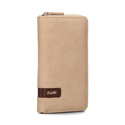 Afbeelding van Zwei Mademoiselle.M MW2 Portemonnee voor dames, 20 x 11 cm, hoogwaardig, zacht kunstleer, 15 kaartvakken, muntvak, zichtvak identiteitskaarten, ritssluiting rondom, nubuck zand, 11x20x3cm,