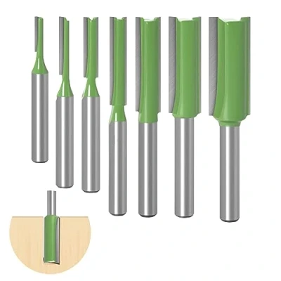 Afbeelding van 7 delige set frees voor bovenfrees, legering, groeffrees 6 mm schacht, houtfrees, router, bit, houtsnijden, doe het zelf houtbewerking