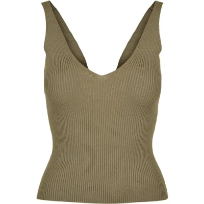 Afbeelding van Urban Classics Damestop, gebreide top met V hals, verkrijgbaar in vele kleuren, maten XS 5XL, Kaki, 5XL