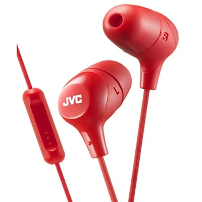 Afbeelding van JVC HA FX38M R E in ear hoofdtelefoon met 1 knops afstandsbediening en microfoon rood