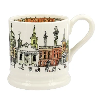 Afbeelding van Emma Bridgewater Grote mok 1/2 pint, keramische koffiemok groot aardewerk mok, cappuccino, latte, koffie, theekop mooie kopjes, verjaardagscadeau Londen