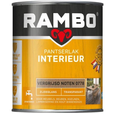 Afbeelding van Rambo Pantserlak Interieur Transparant Zijdeglans Lak 750 ml 0778 Vergrijsd Noten