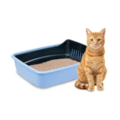 Afbeelding van Ferplast Kattenbaktoilet voor katten ARIEL 10, Hygiënische kattenbak met Zeef die vuil elimineert eenvoudige reiniging, 46,5 x 35,5 xh 11,5 cm., Blauw